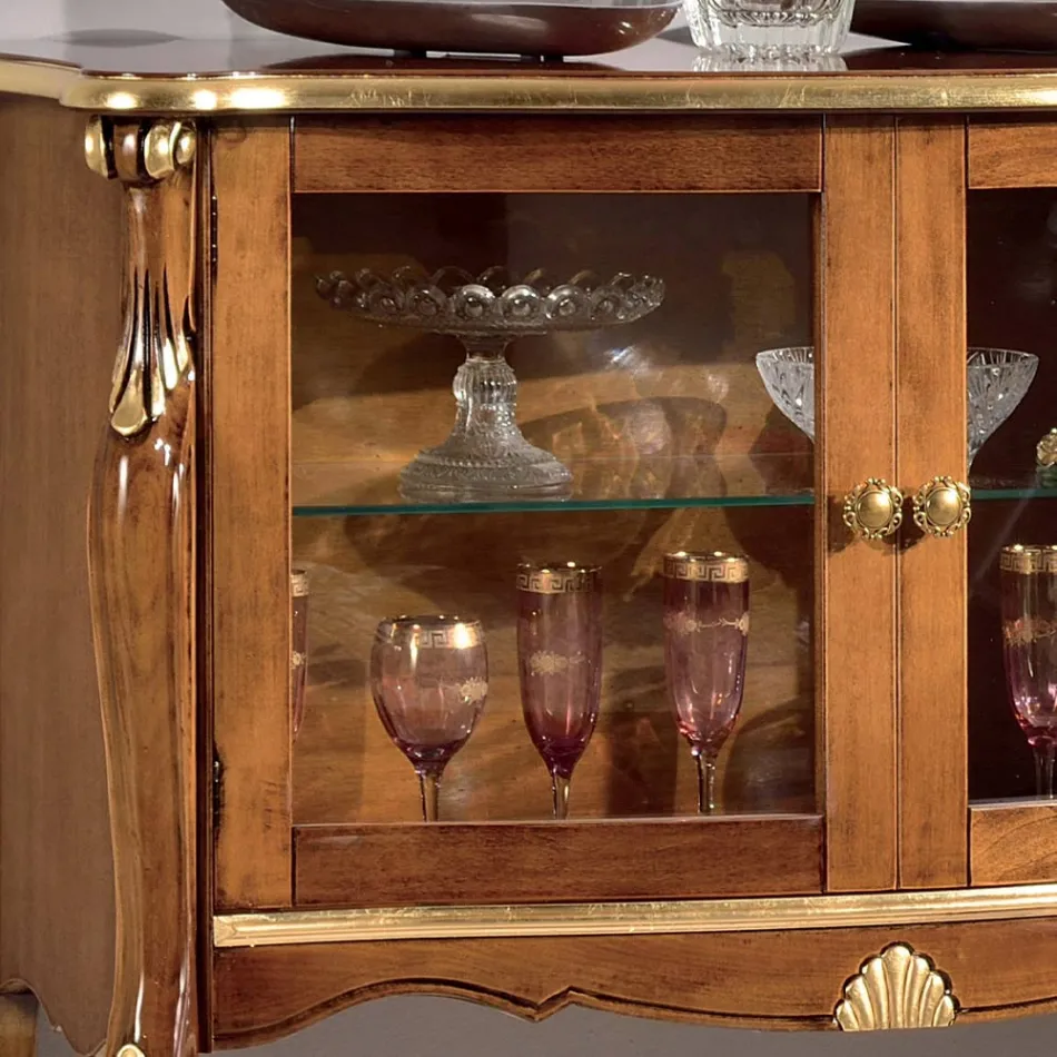 Vitrine de salon 2 portes en noyer ou bois blanc Made in Italy - Londres Viadurini