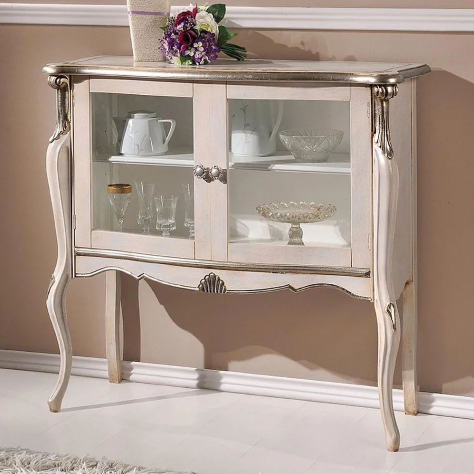 Vitrine de salon 2 portes en noyer ou bois blanc Made in Italy - Londres Viadurini