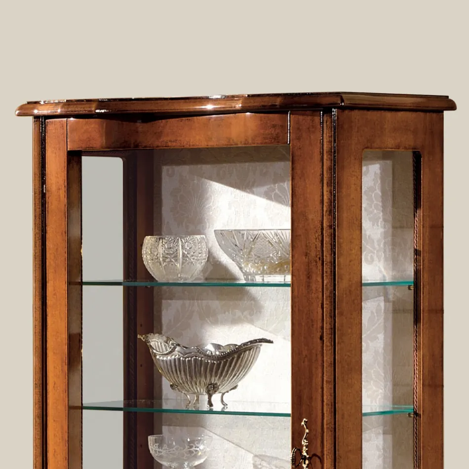 Vitrine de salon classique en bois de noyer avec porte Made in Italy - Versaille Viadurini