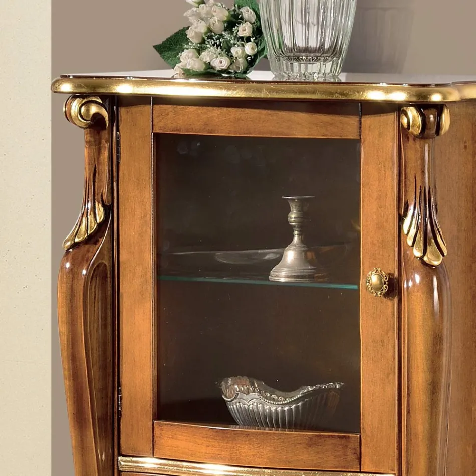 Vitrine de salon avec 1 porte vitrée et 3 tiroirs Made in Italy - Londres Viadurini