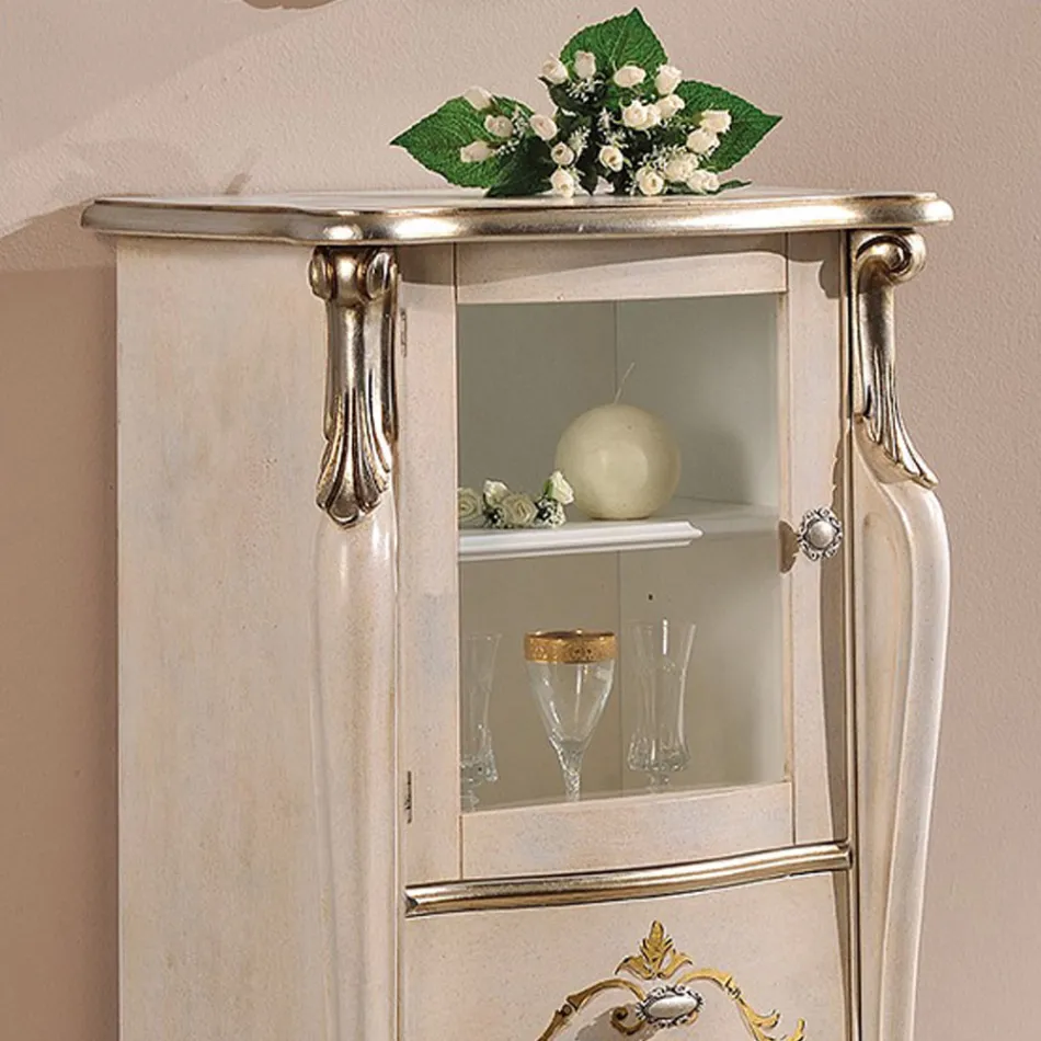 Vitrine de salon avec 1 porte vitrée et 3 tiroirs Made in Italy - Londres Viadurini