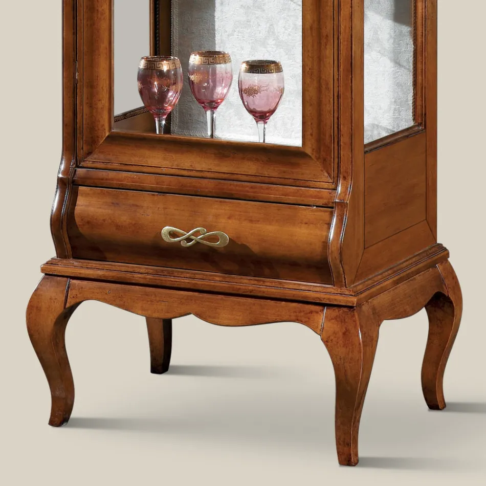Vitrine de salon de luxe en bois de noyer classique fabriqué en Italie - Hastings Viadurini