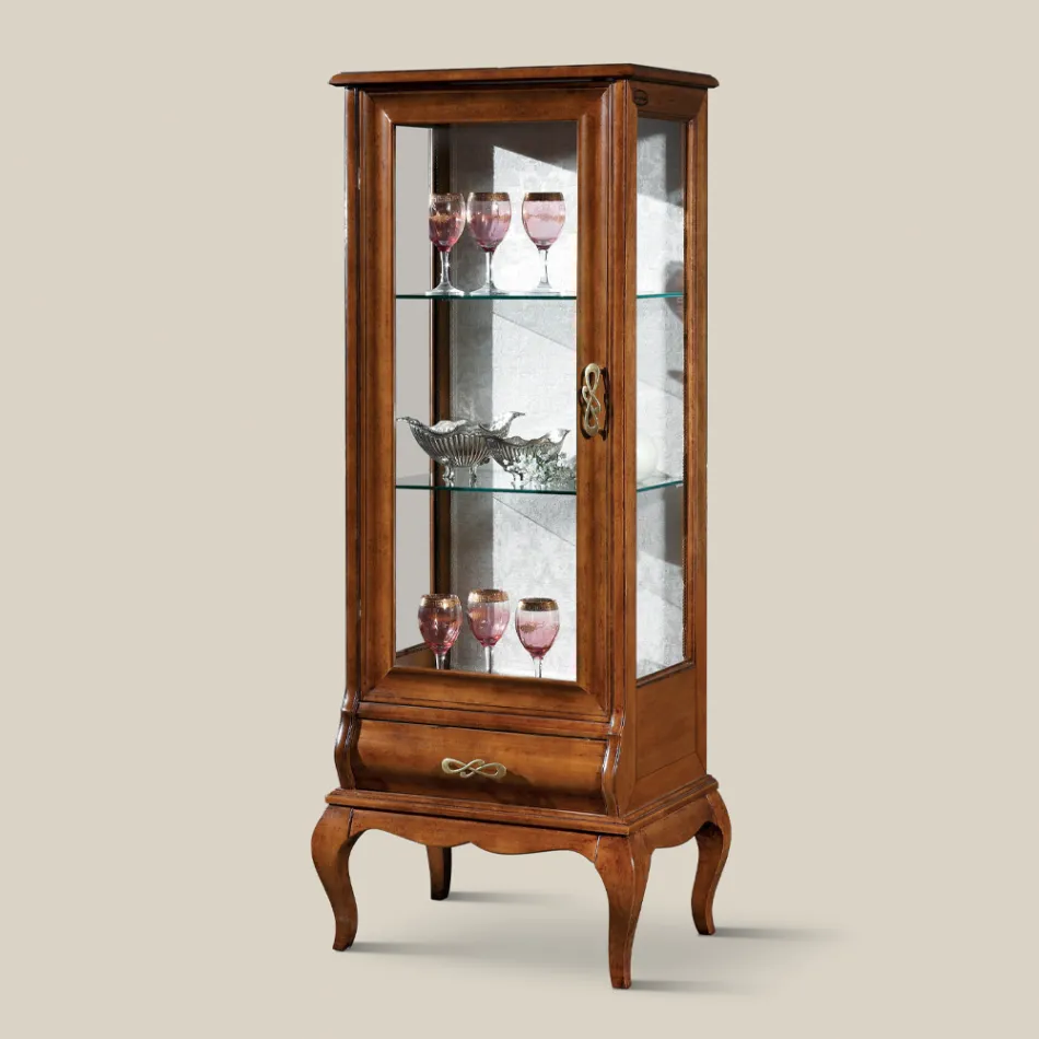 Vitrine de salon de luxe en bois de noyer classique fabriqué en Italie - Hastings Viadurini