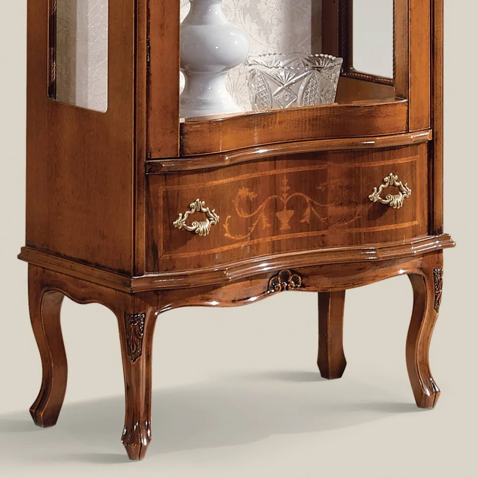 Vitrine de salon en noyer ou bois blanc avec 1 porte Made in Italy - Versaille Viadurini