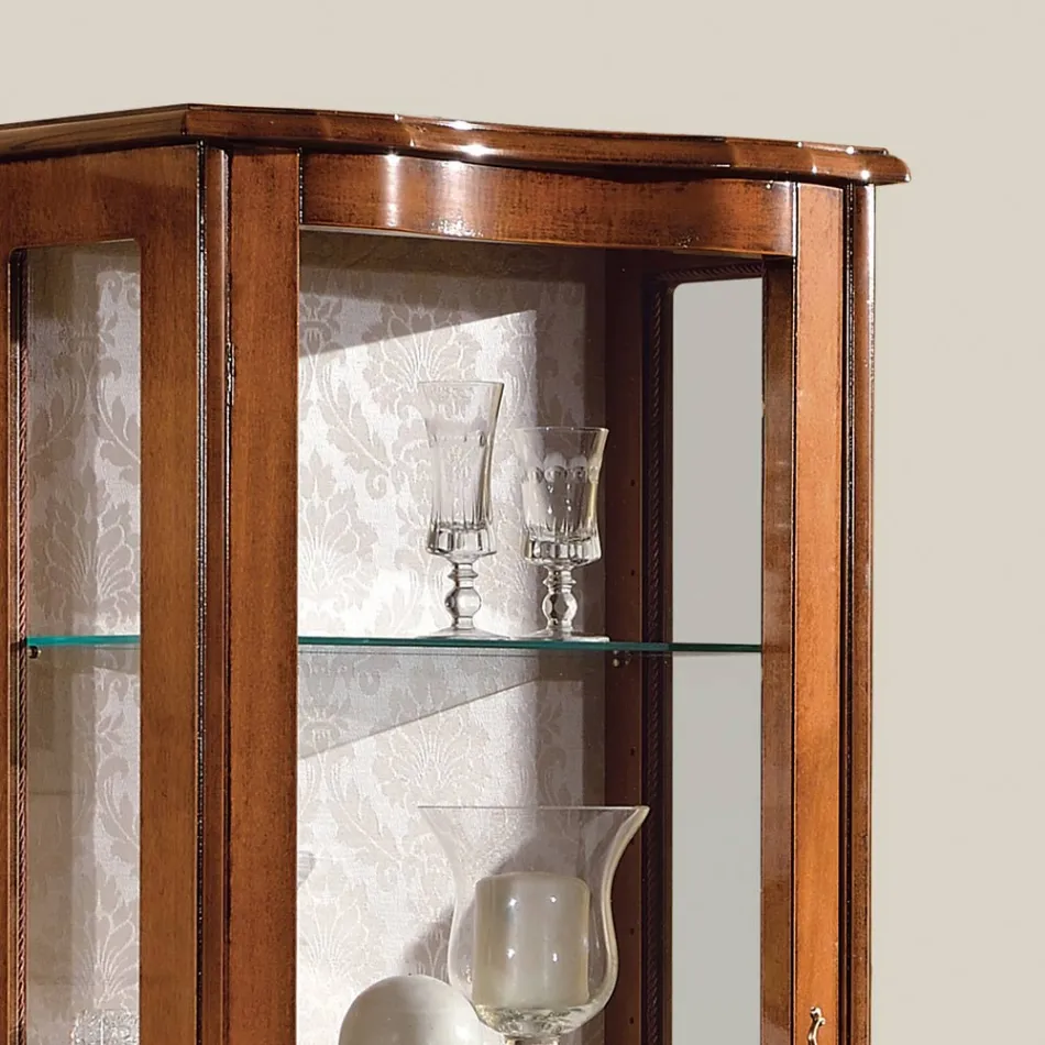 Vitrine de salon en noyer ou bois blanc avec 1 porte Made in Italy - Versaille Viadurini