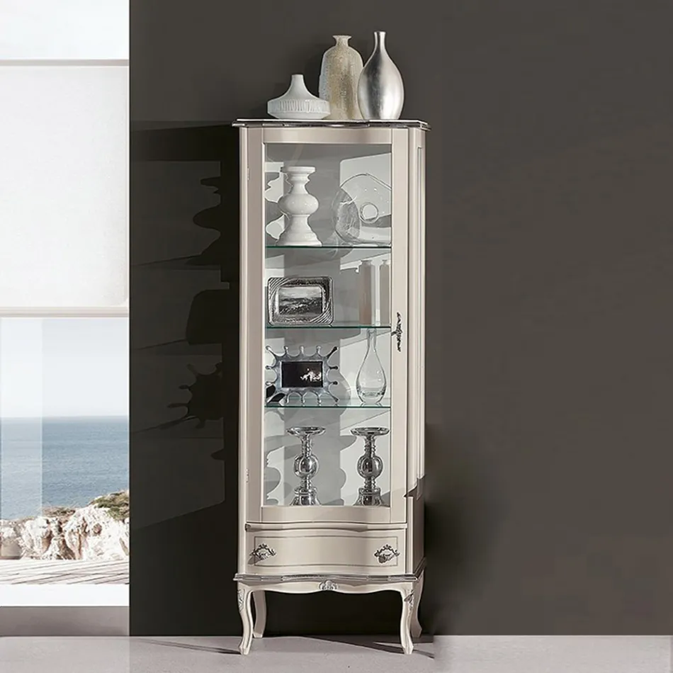 Vitrine de salon en noyer ou bois blanc avec 1 porte Made in Italy - Versaille Viadurini
