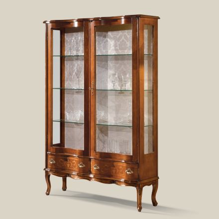 Vitrine en bois de style classique avec portes et tiroirs Made in Italy - Versaille Viadurini