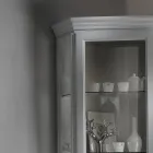 Vitrine d'angle avec 1 porte et 2 étagères en verre fabriquées en Italie - Denka Viadurini