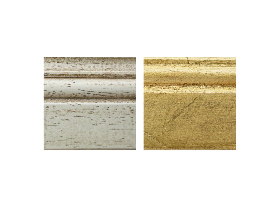 Vitrine d'angle 1 porte en bois ivoire patiné et décors dorés - Lugh Viadurini