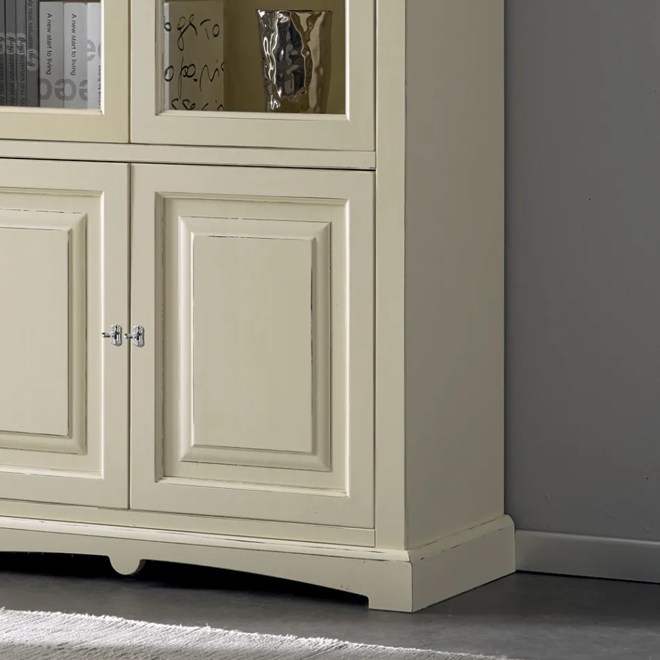 Vitrine avec 2 portes en bois et 2 portes en verre Made in Italy - Fenrir Viadurini