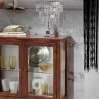 Vitrine avec étagères en verre et dossier rembourré Made in Italy - Assur Viadurini