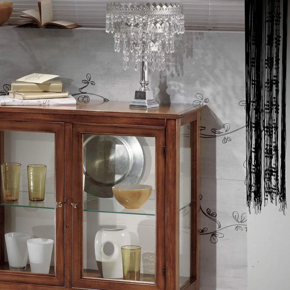 Vitrine avec étagères en verre et dossier rembourré Made in Italy - Assur Viadurini