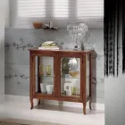 Vitrine avec étagères en verre et dossier rembourré Made in Italy - Assur Viadurini