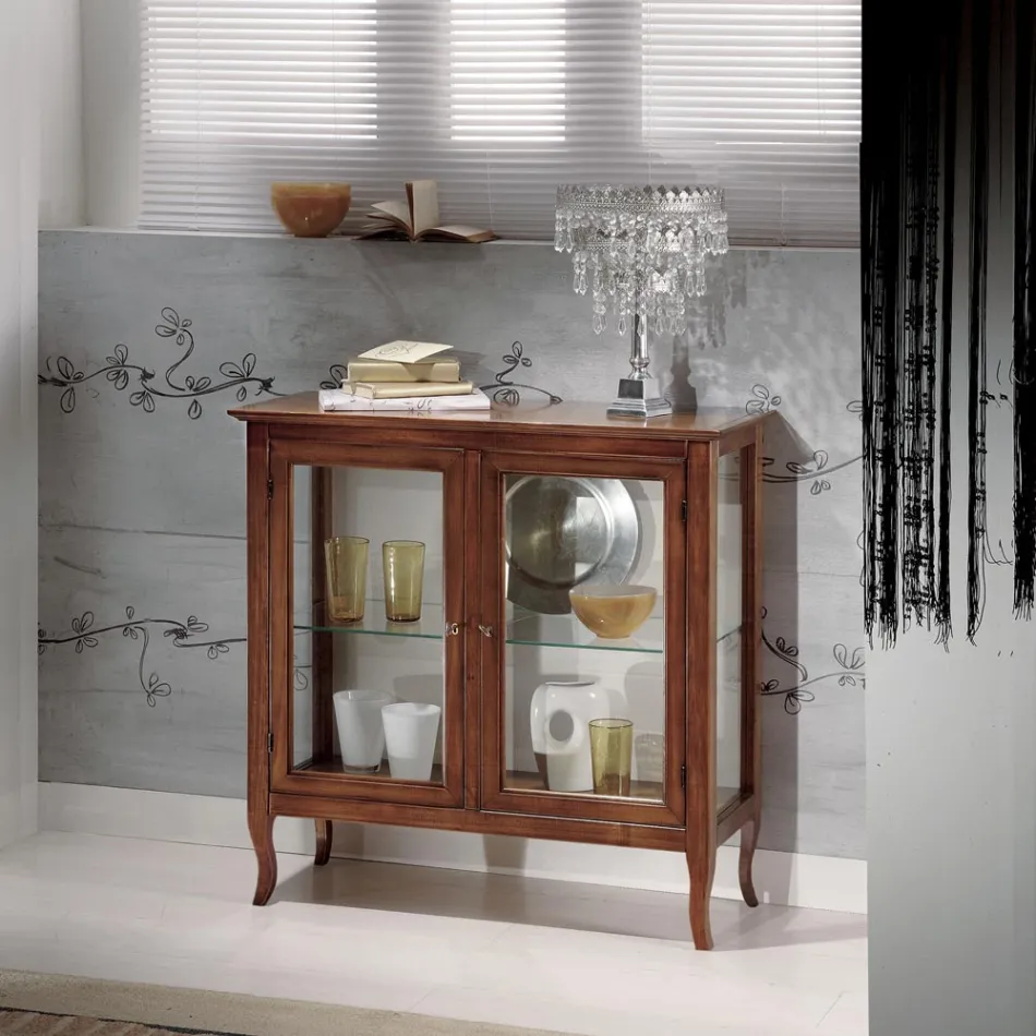 Vitrine avec étagères en verre et dossier rembourré Made in Italy - Assur Viadurini