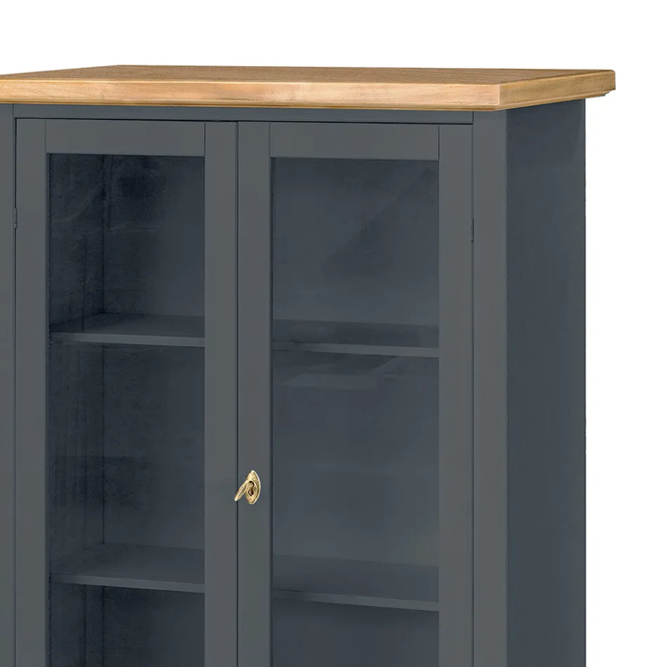 Vitrine en bois avec 1 tiroir, 2 portes et 2 étagères Made in Italy - Nanna Viadurini