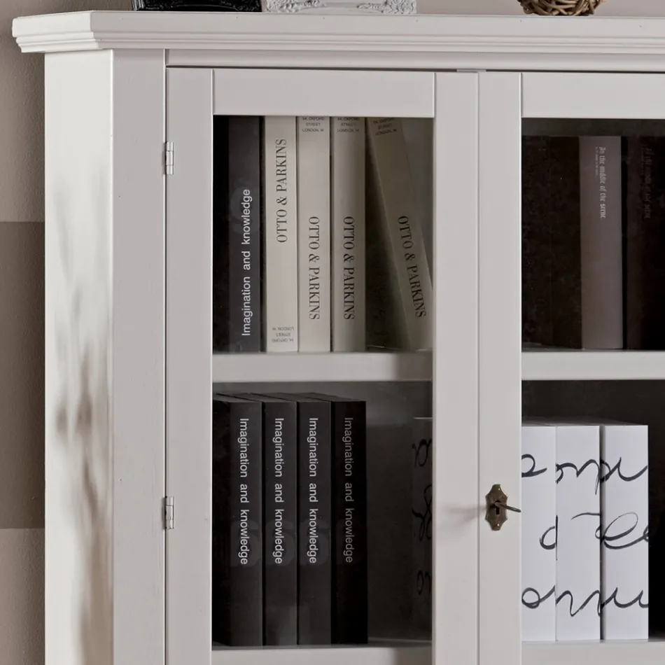 Vitrine en bois avec 1 tiroir, 2 portes et 2 étagères Made in Italy - Nanna Viadurini