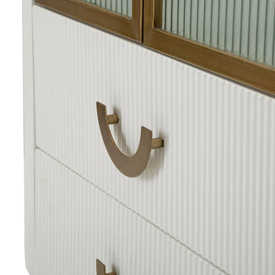 Vitrine en bois avec plateau et inserts arrondis avec 2 portes et 2 tiroirs - Rachel Viadurini