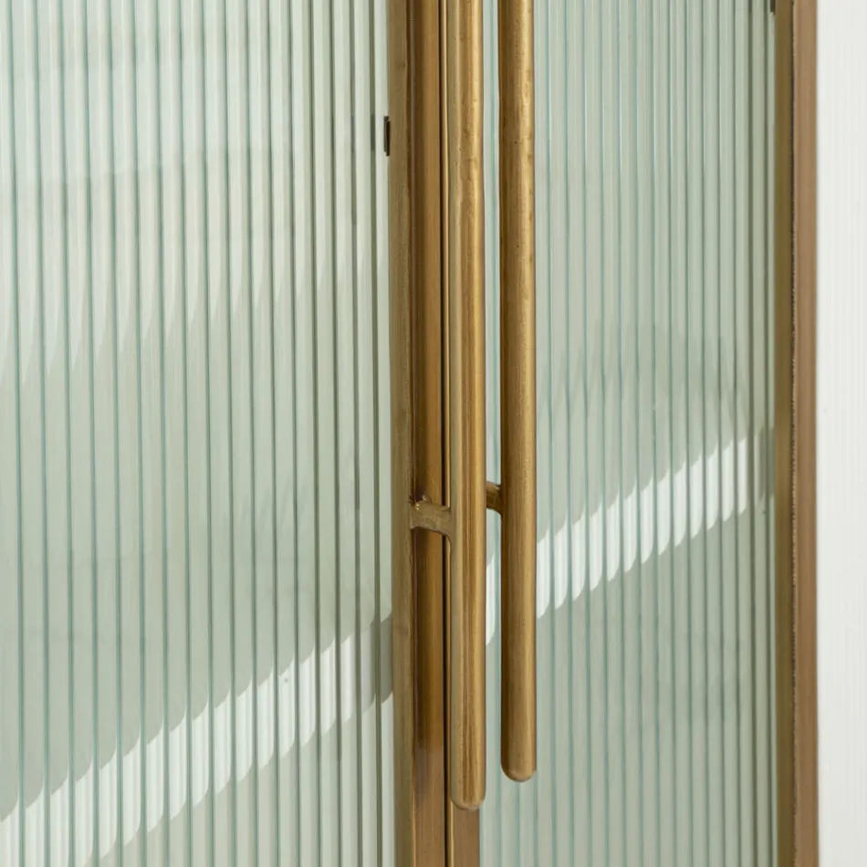 Vitrine en bois avec plateau et inserts arrondis avec 2 portes et 2 tiroirs - Rachel Viadurini