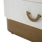 Vitrine en bois avec plateau et inserts arrondis avec 2 portes et 2 tiroirs - Rachel Viadurini