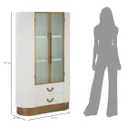 Vitrine en bois avec plateau et inserts arrondis avec 2 portes et 2 tiroirs - Rachel Viadurini