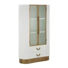 Vitrine en bois avec plateau et inserts arrondis avec 2 portes et 2 tiroirs - Rachel Viadurini