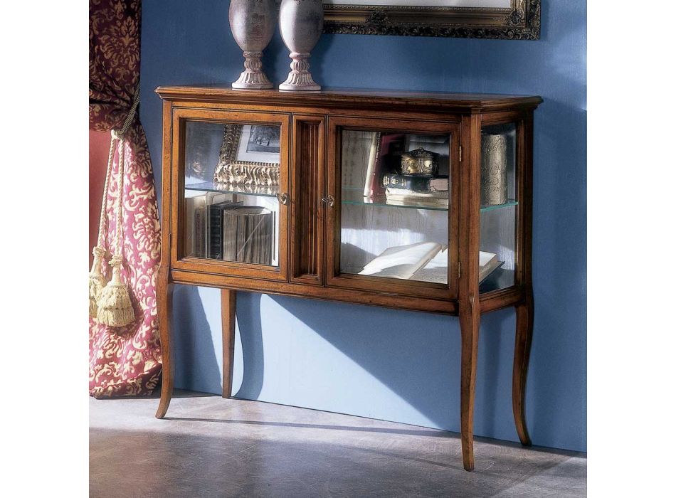 Vitrine En Bois Artisanale Intérieur Damassé 51 Cm - Idéale Pour Statue - Neuve - Fabriquée En Italie