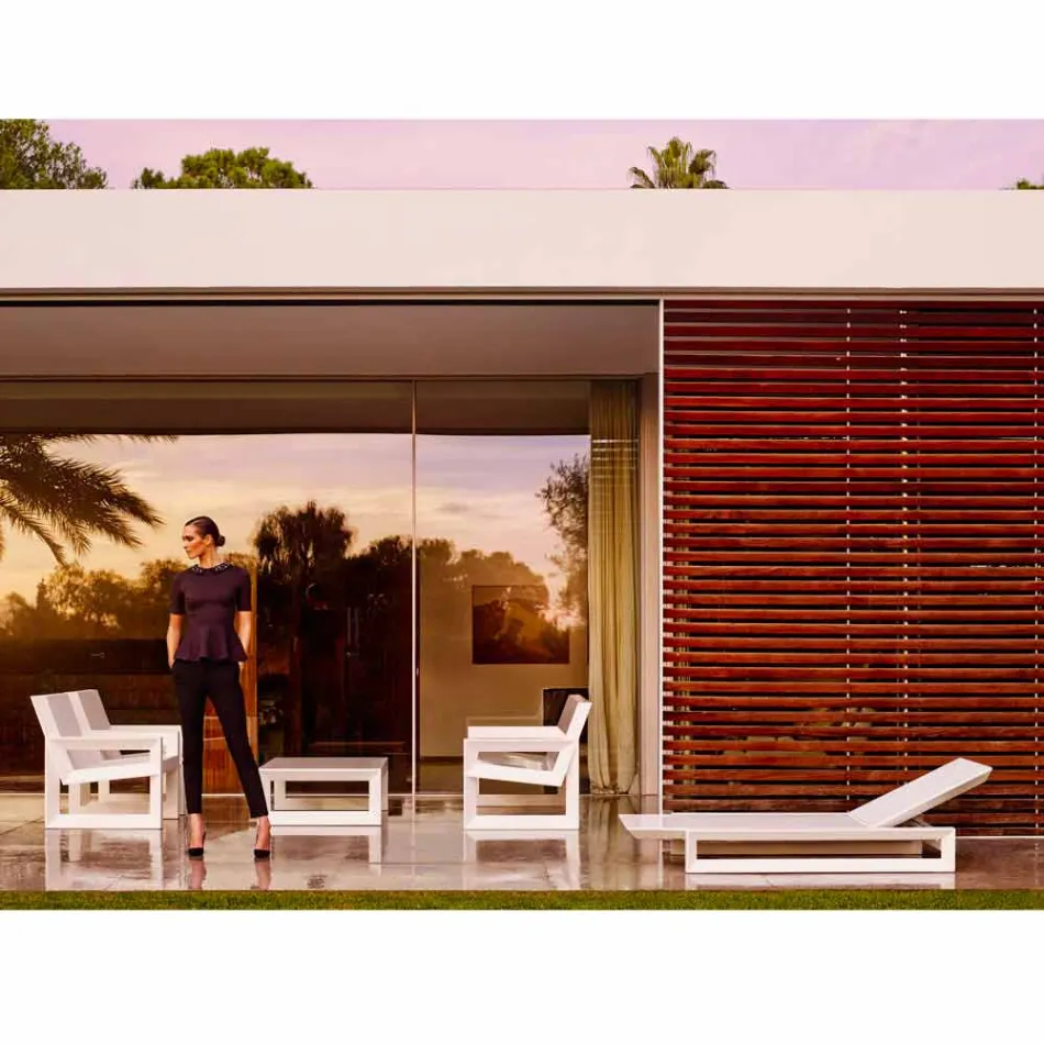 Lit de jardin design Vondom Frame en polyéthylène blanc Viadurini