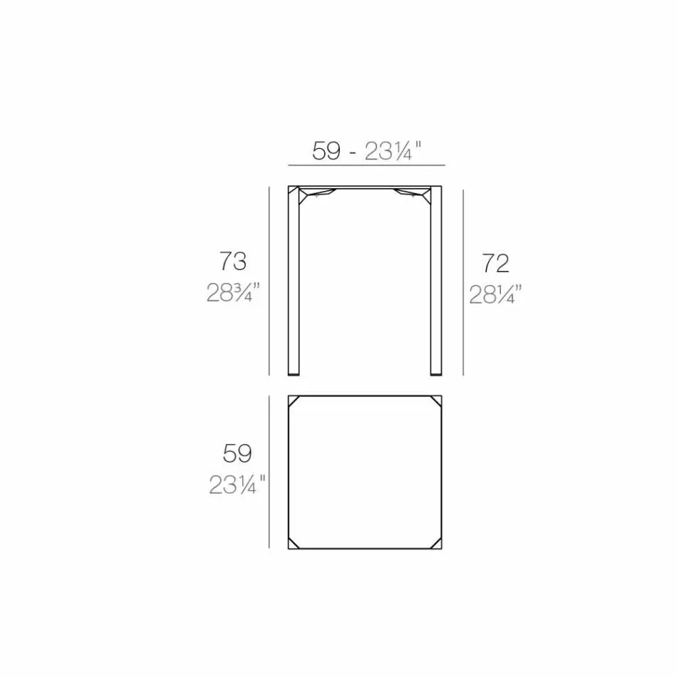 Vondom Quartz table carrée extérieure de design moderne Viadurini