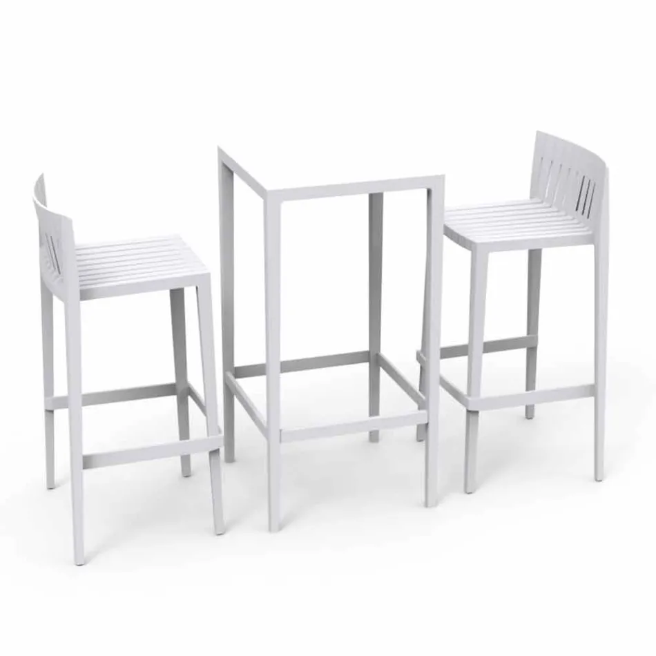 Vondom Spritz Ensemble de table de jardin et deux tabourets design blanc Viadurini