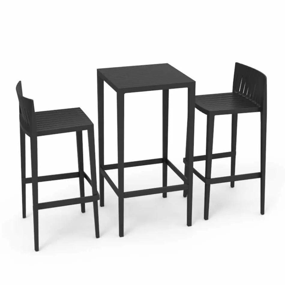 Vondom Spritz Ensemble de table de jardin et deux tabourets de design noir Viadurini