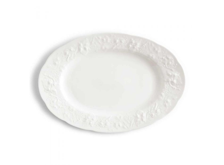 Grande soupière et plateau en porcelaine blanche décorée - Gimignano Viadurini